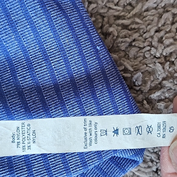 Lululemon blue stripe short sleeve logo shirt-8 - Picture 6 of 7